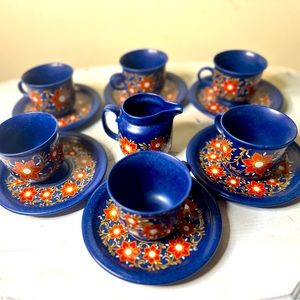 Retro 13pc. Winterling Bavaria Schwarzenbach Creamer and Tea Set Cobalt Blue